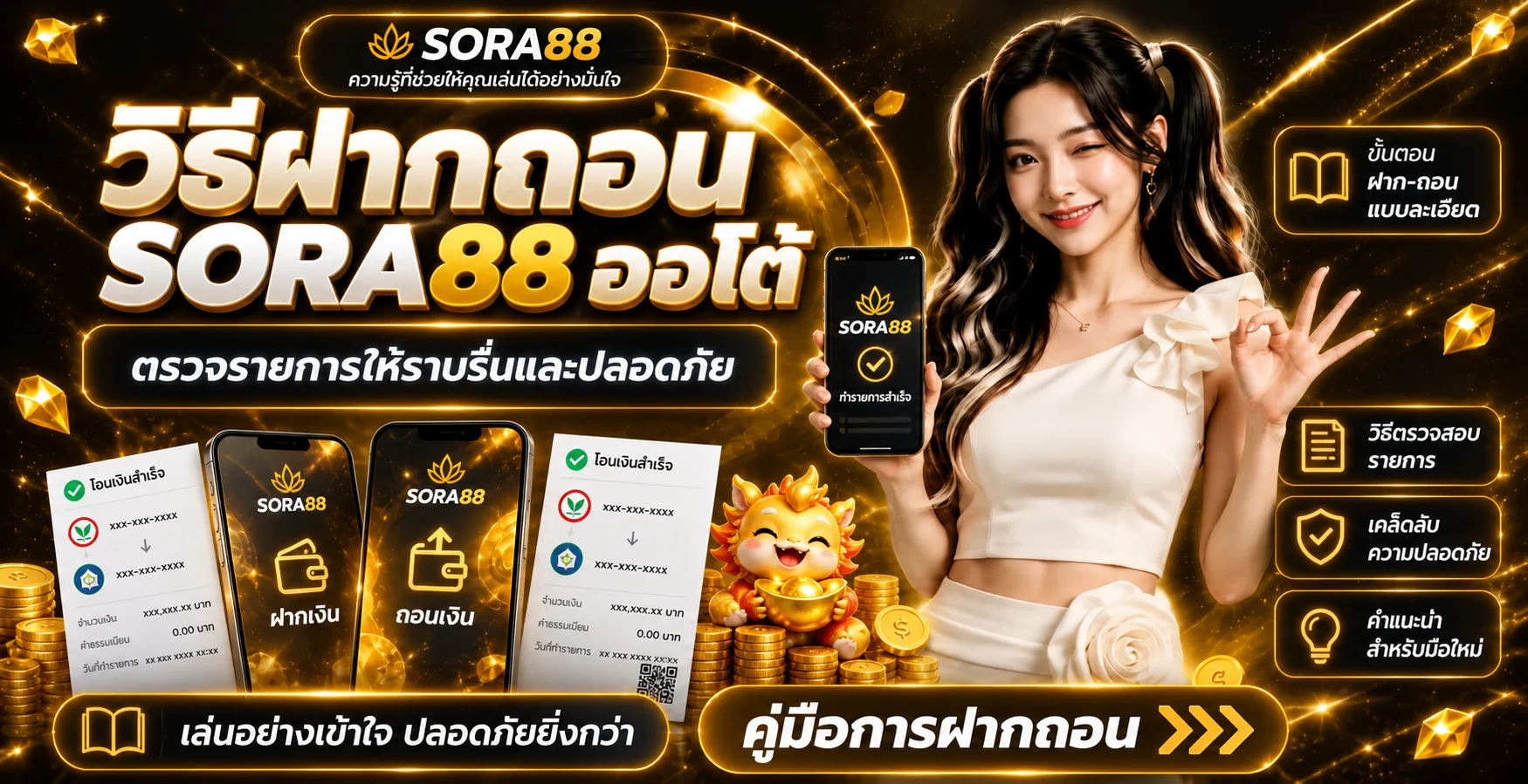 SORA88 ฝากถอนออโต้ วิธีตรวจและแก้รายการ