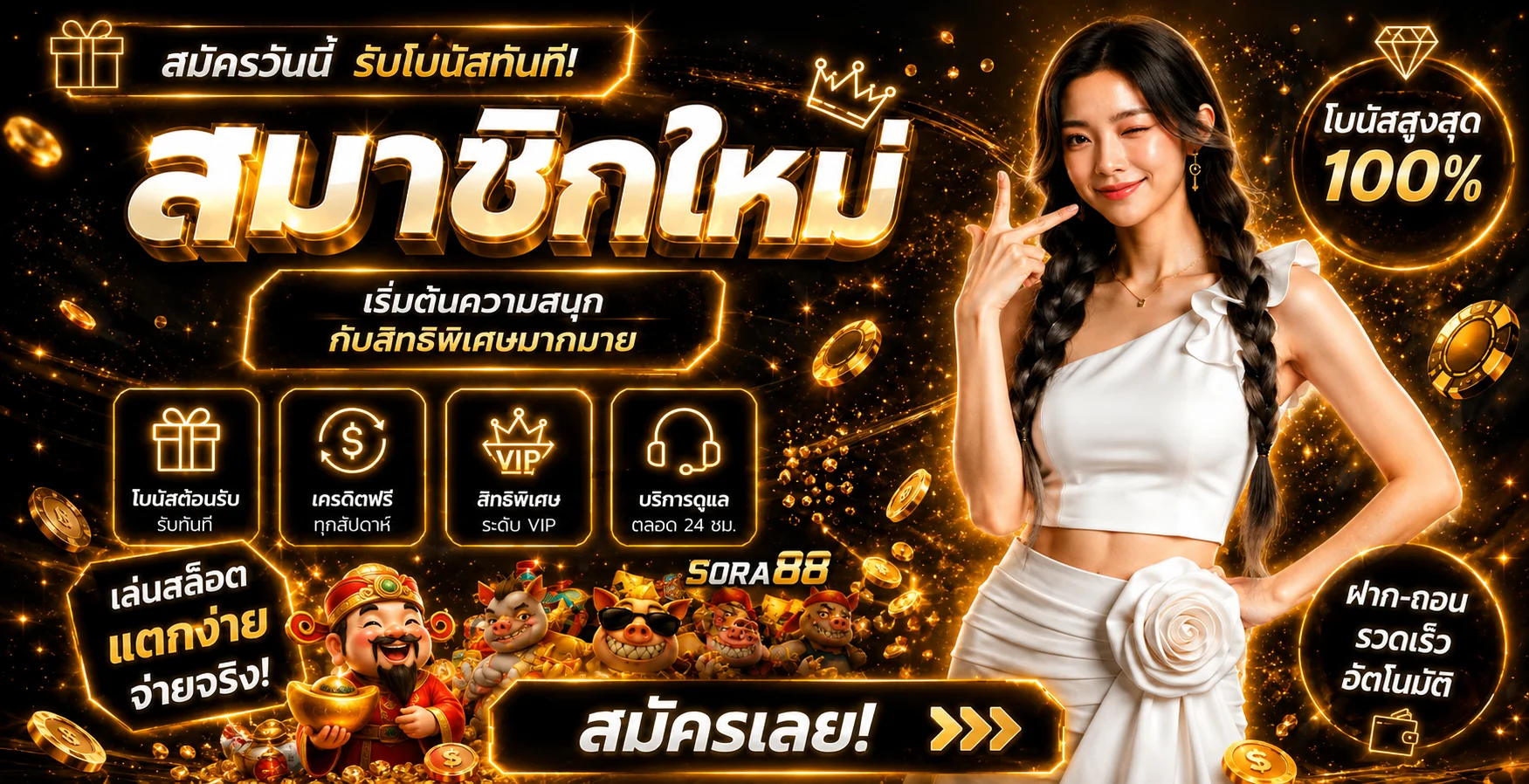 แบนเนอร์สมัครสมาชิก SORA88 พร้อมสิทธิประโยชน์